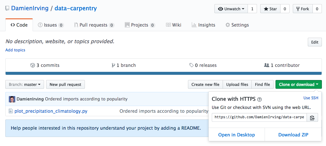 Cloning a repository on GitHub