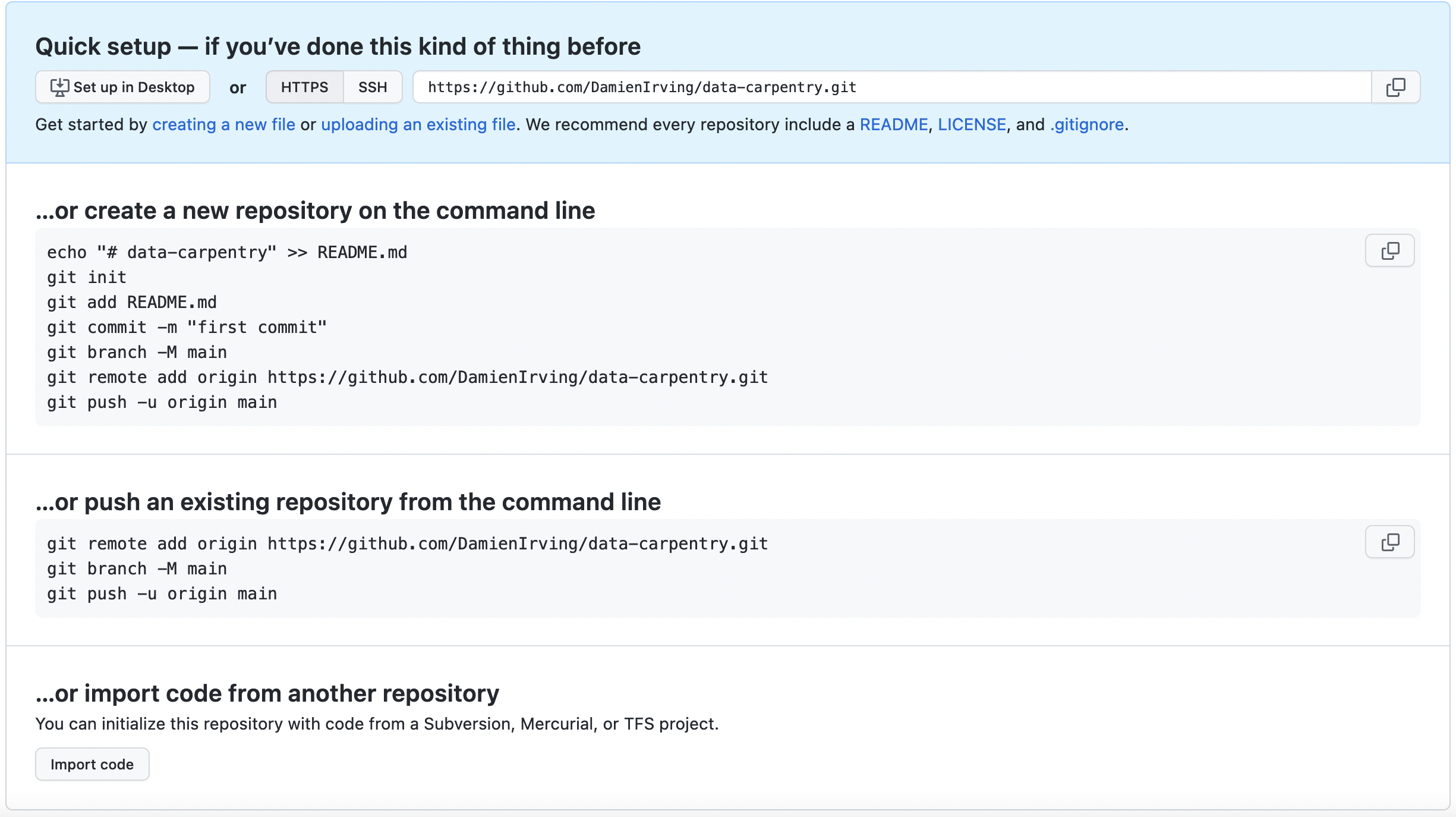 Creating a Repository on GitHub (Step 3)