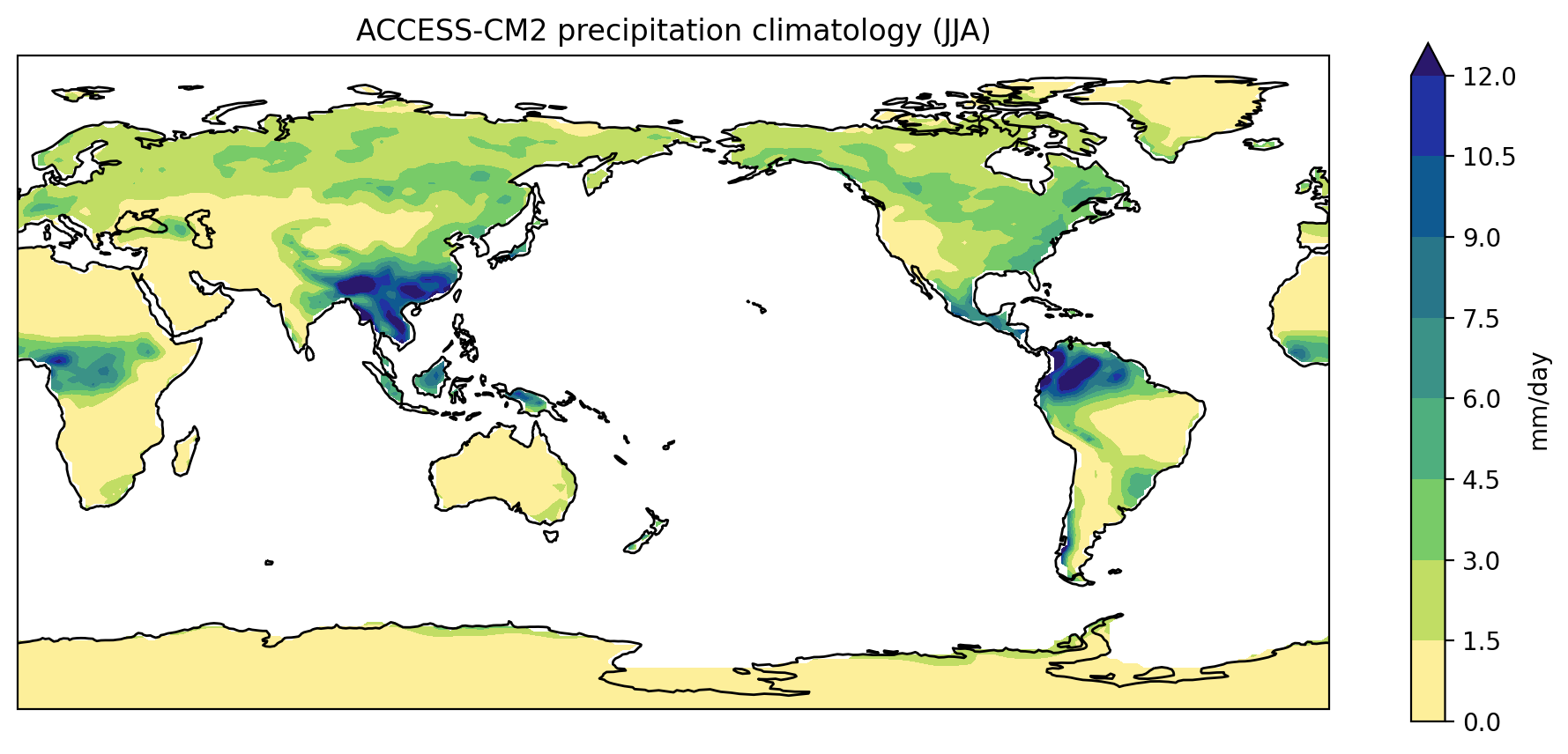 Ocean masked rainfall plot